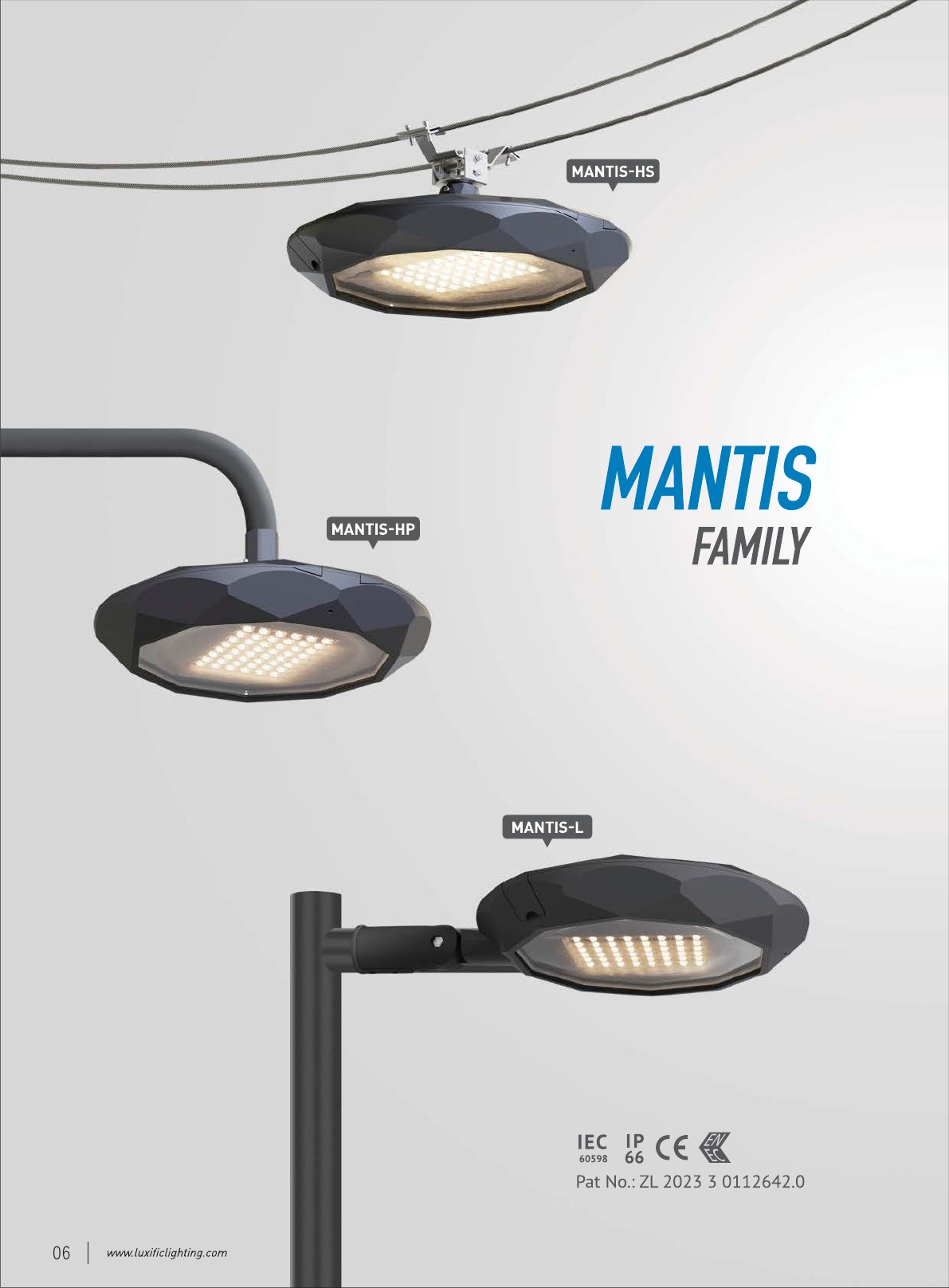 MANTIS decorative luminaire family overview from the supplied catalogue