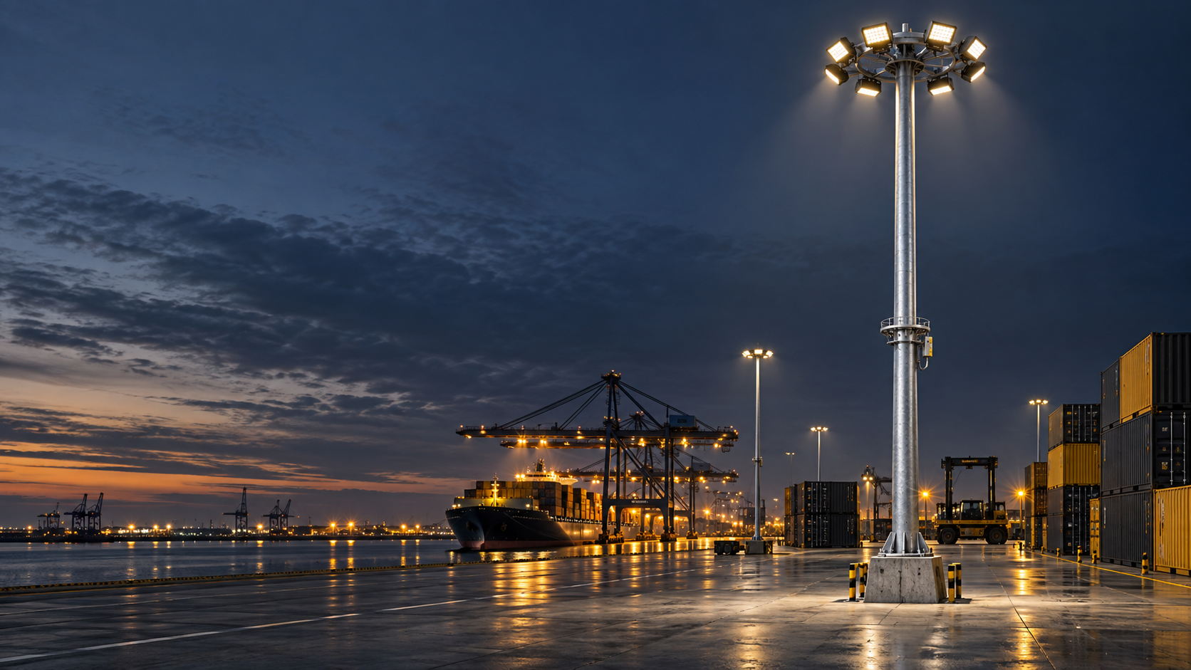 High-mast lighting system concept for a large-area outdoor project